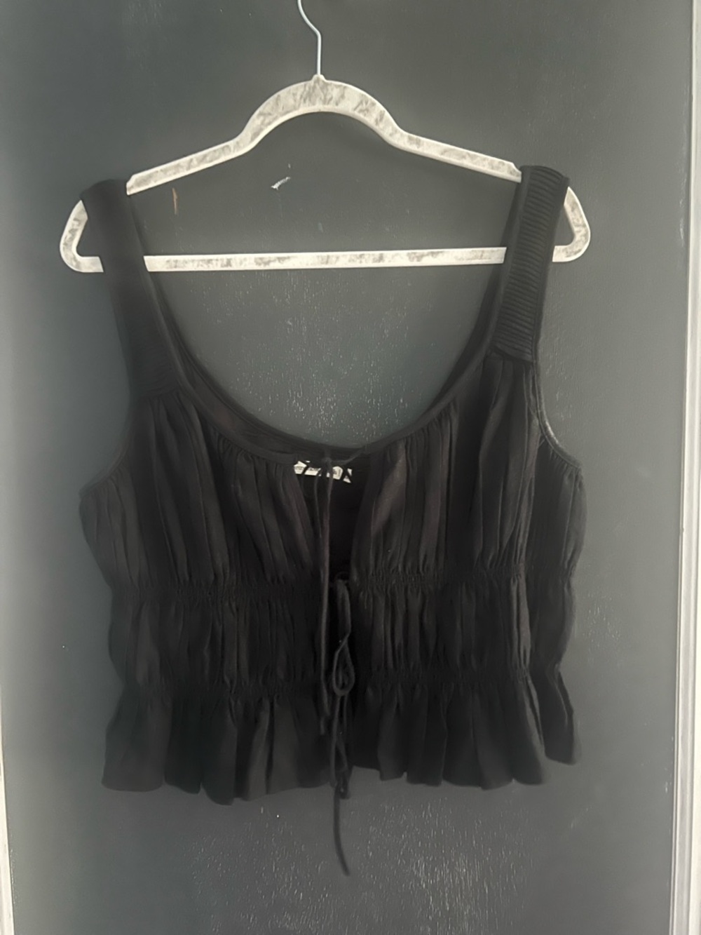 Abercrombie & Fitch Black Smocked Peplum Tank Top